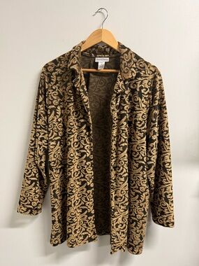 90s Diane Von Furstenberg Black & Gold Scroll Pattern Tunic